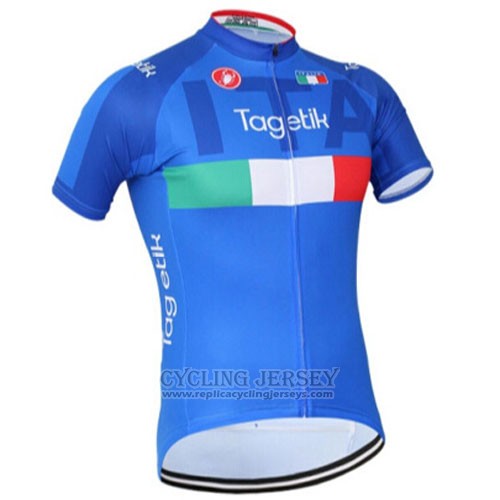 2016 Cycling Jersey Italy White and Blue Short Sleeve and Bib Short